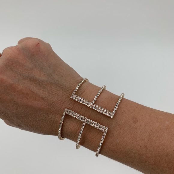 4/$25 INC Gold Silver Crystal Cuff Bracelet NEW - Picture 2 of 6